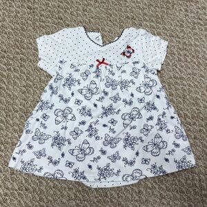 Little Me White Baby Outfit with Navy Dots and Red Accents